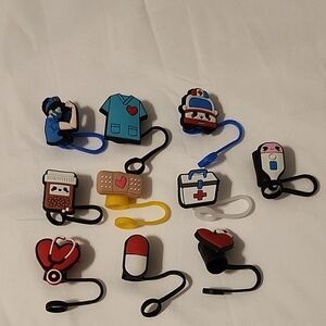 Assorted Nurse Rubber Straw Toppers